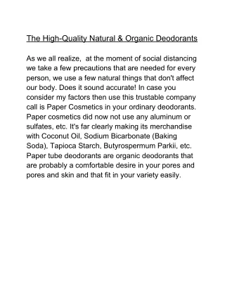 The High-Quality Natural & Organic Deodorants