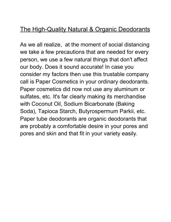 the high quality natural organic deodorants