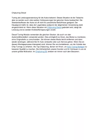 chiptuning diesel tuning als leistungsanwendung
