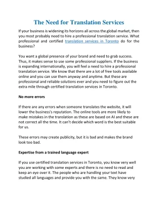the need for translation services