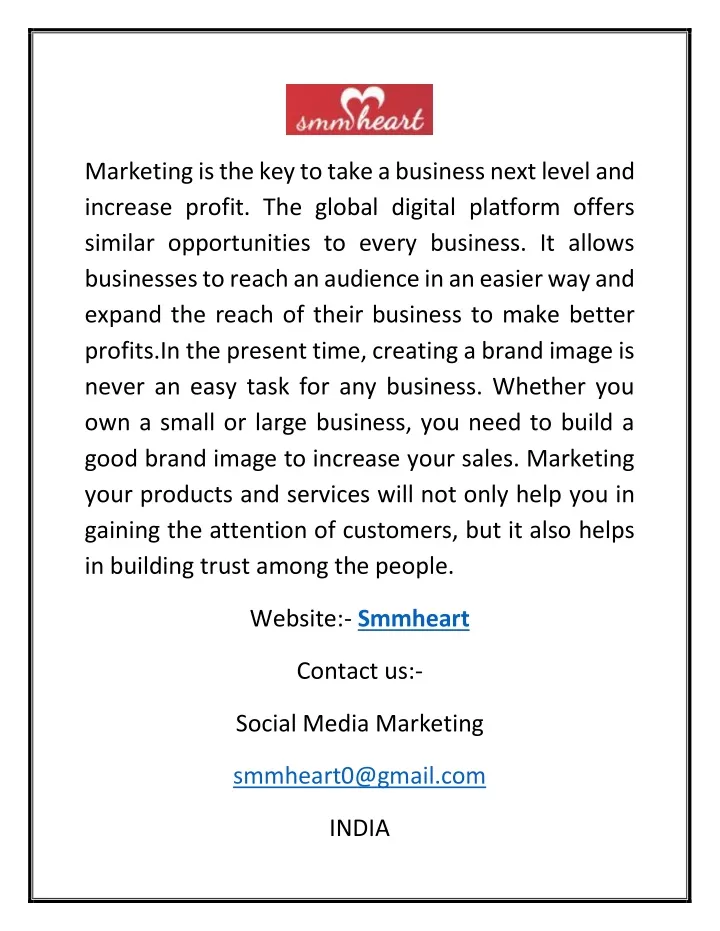 marketing is the key to take a business next