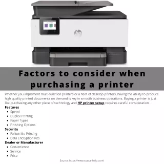 factors to consider when purchasing a printer