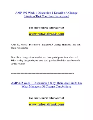 AMP 492 Education Organization- tutorialrank.com