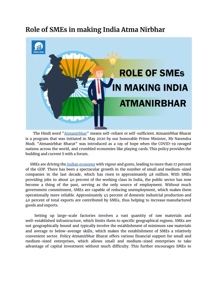role of smes in making india atma nirbhar