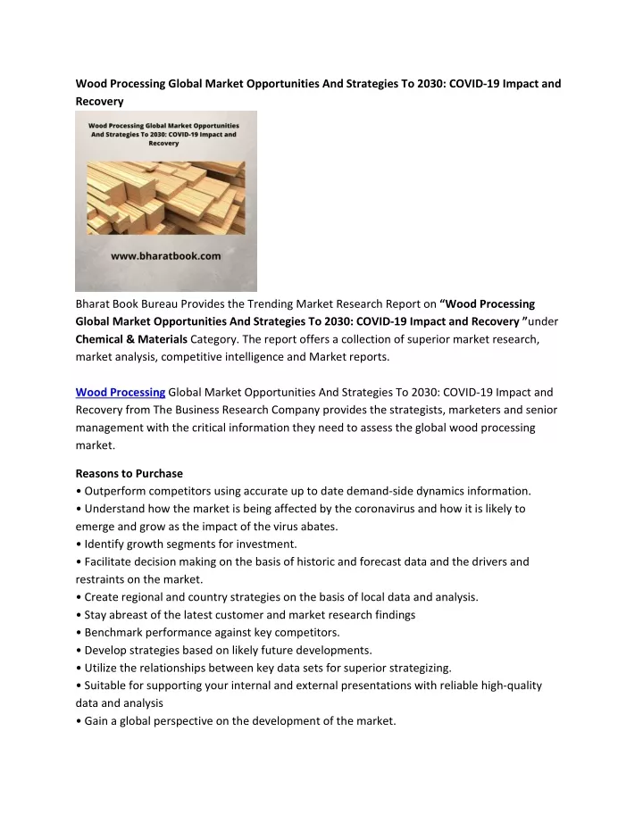 wood processing global market opportunities
