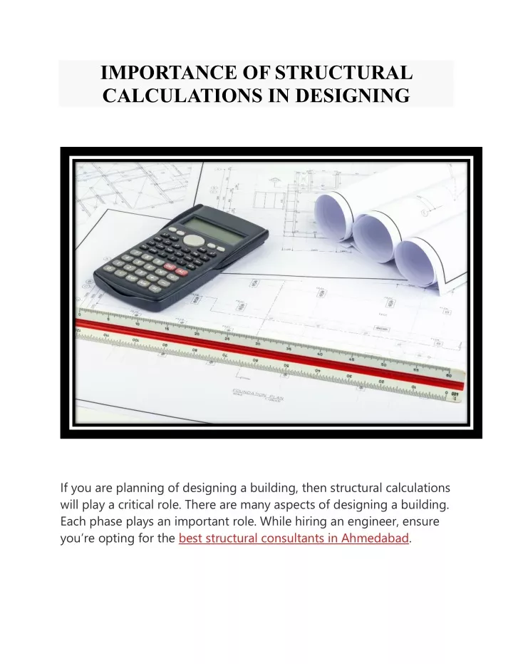 importance of structural calculations in designing