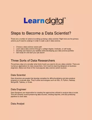 Steps to Become a Data Scientist?