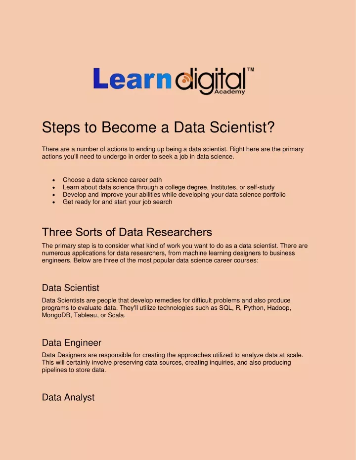 steps to become a data scientist there