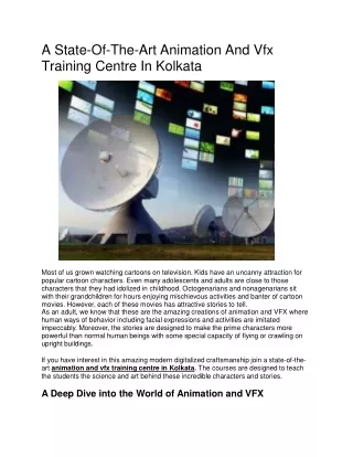 A State-Of-The-Art Animation And Vfx Training Centre In Kolkata