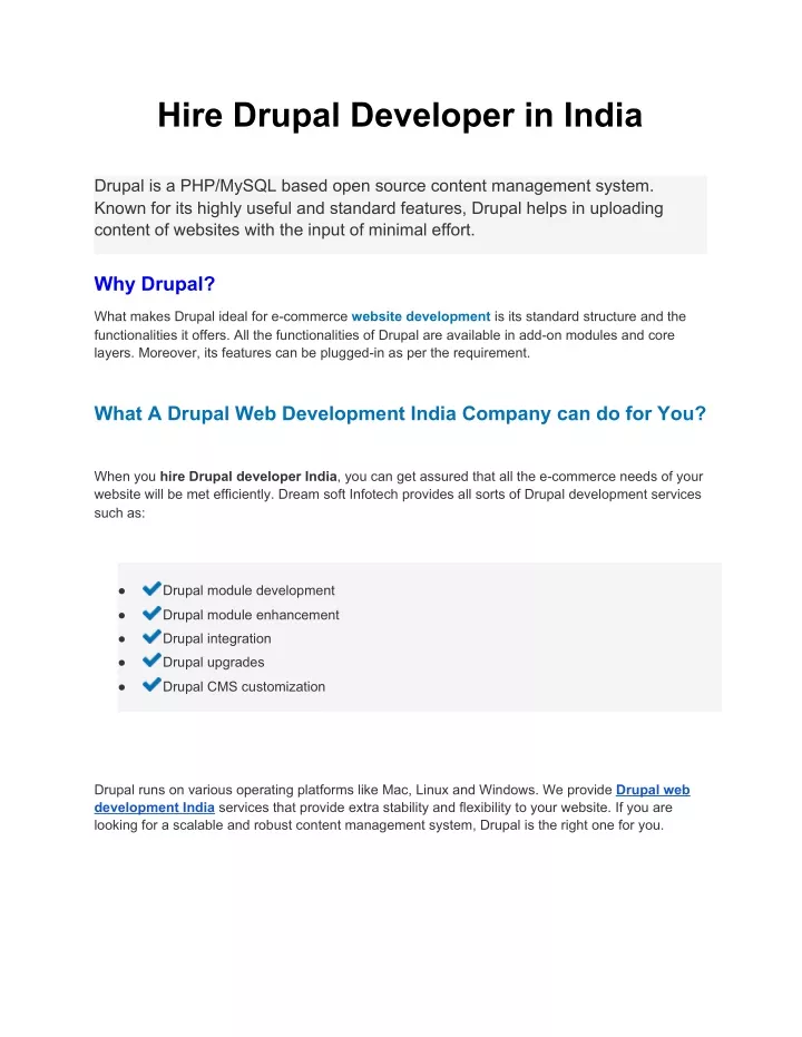 hire drupal developer in india