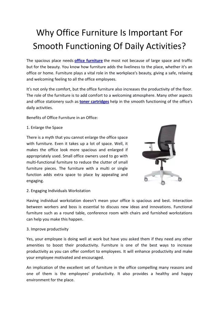 why office furniture is important for smooth