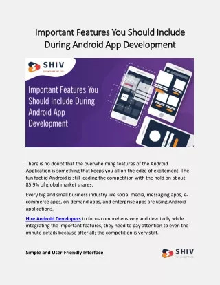 important importantfeatures during duringandroid