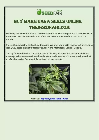 Buy Marijuana Seeds Online | Theseedfair.com