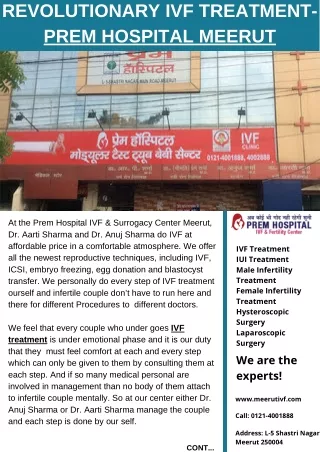 revolutionary ivf treatment prem hospital meerut