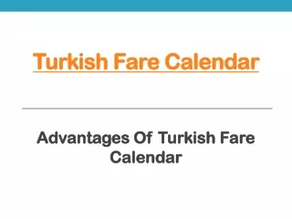 Turkish Fare Calendar