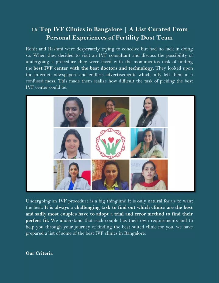 15 top ivf clinics in bangalore a list curated