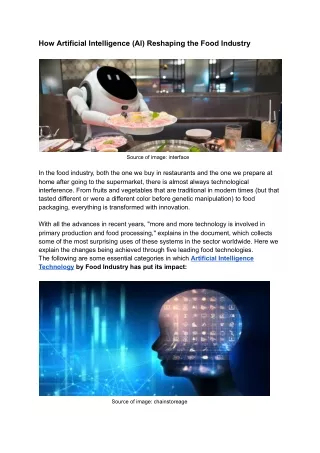 how artificial intelligence ai reshaping the food