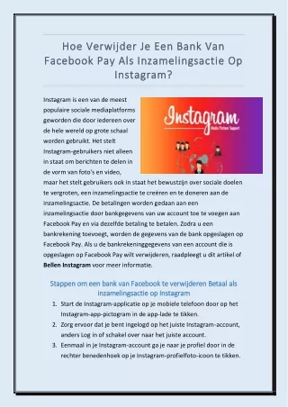 Tips om een bank van Facebook te verwijderen Betaal als inzamelingsactie op Instagram