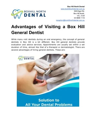Advantages of Visiting a Box Hill General Dentist