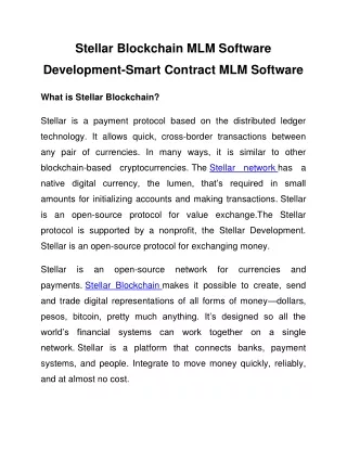 stellar blockchain mlm software