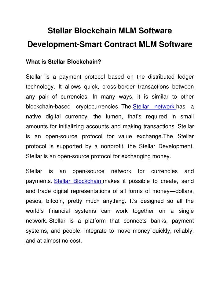 stellar blockchain mlm software