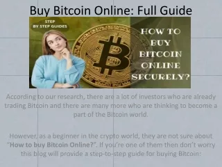 How To Buy Bitcoin Online Securely: Step-By-Step Guide