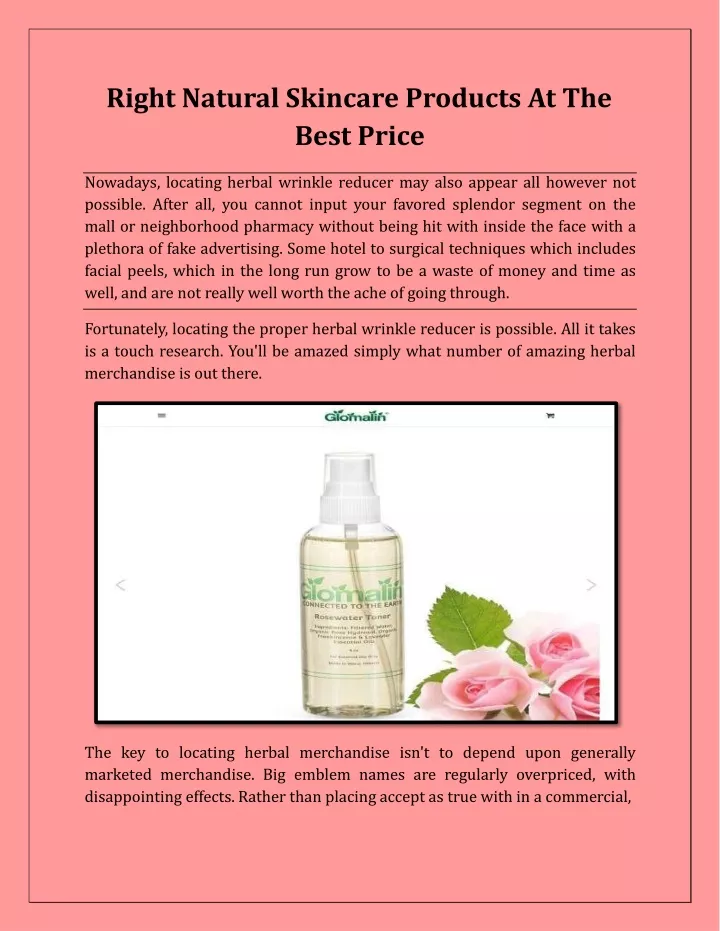 right natural skincare products at the best price