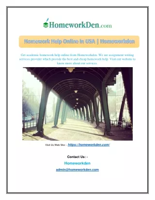Homework Help Online in USA | Homeworkden