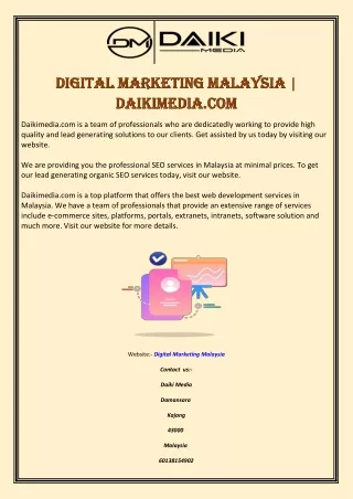 Digital Marketing Malaysia | Daikimedia.com