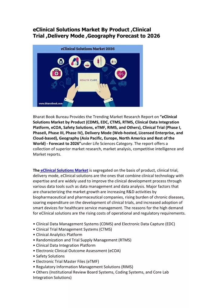 eclinical solutions market by product clinical