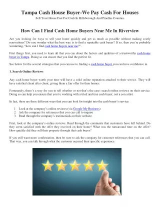 How To Find Cash Home Buyers Near Me