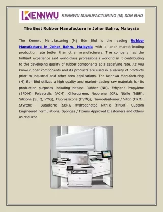The Best Rubber Manufacture in Johor Bahru, Malaysia