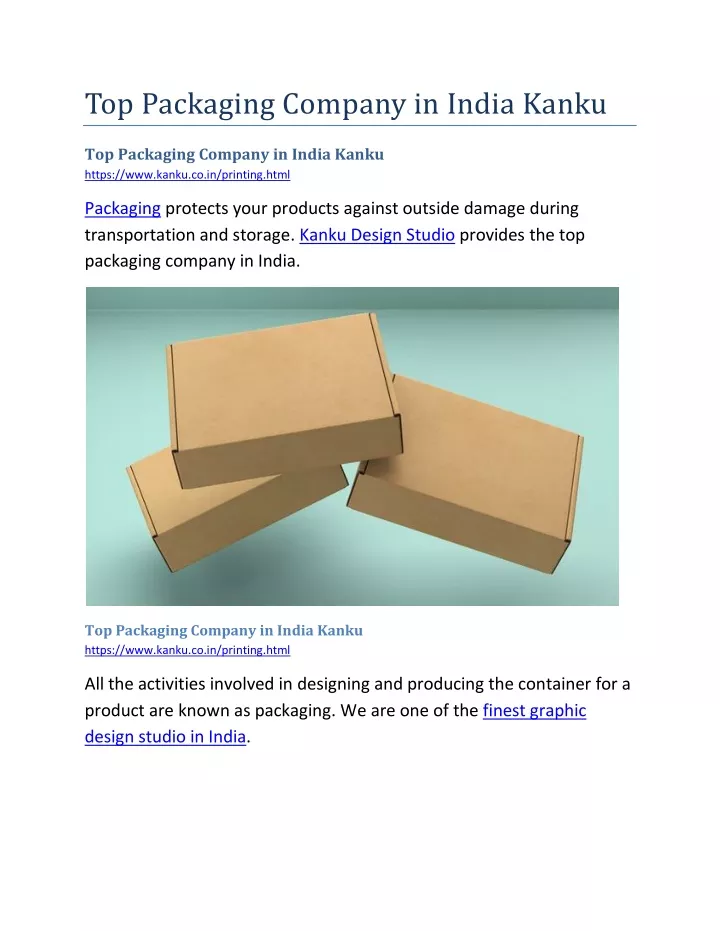 top packaging company in india kanku