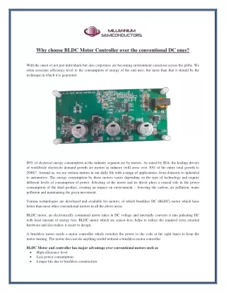 Why choose BLDC Motor Controller over the conventional DC ones?