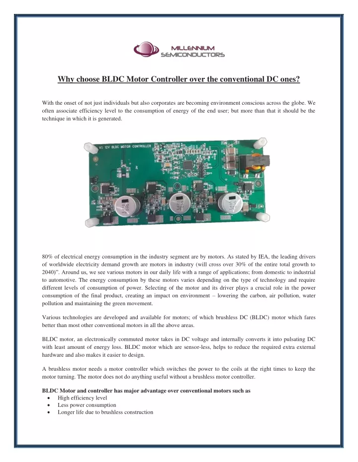 why choose bldc motor controller over