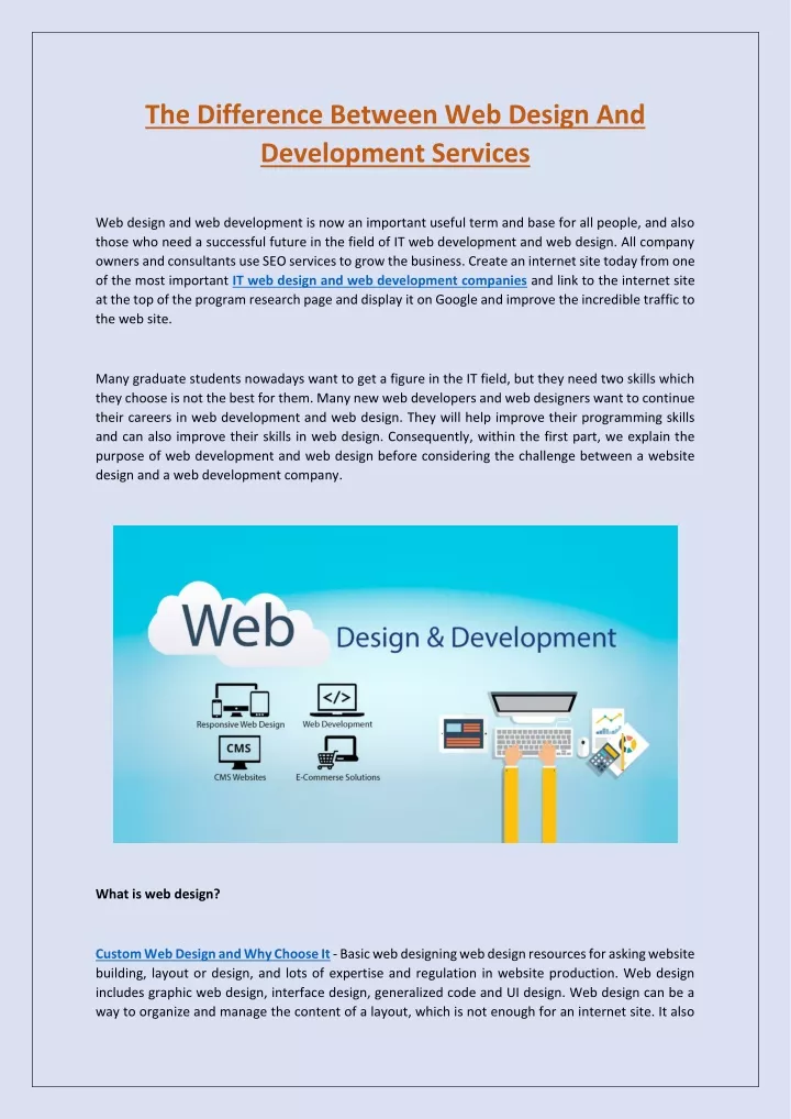 the difference between web design and development