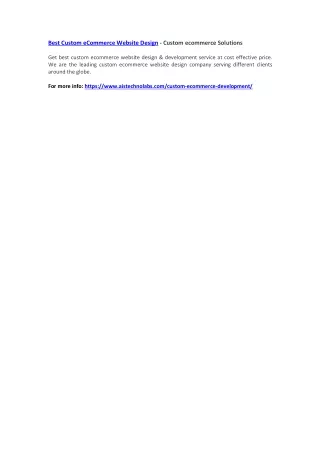 best custom ecommerce website design custom