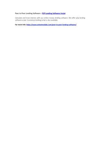 peer to peer lending software p2p lending