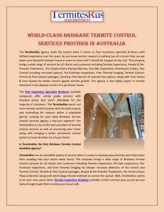 World-class Brisbane Termite Control Services Provider in Australia