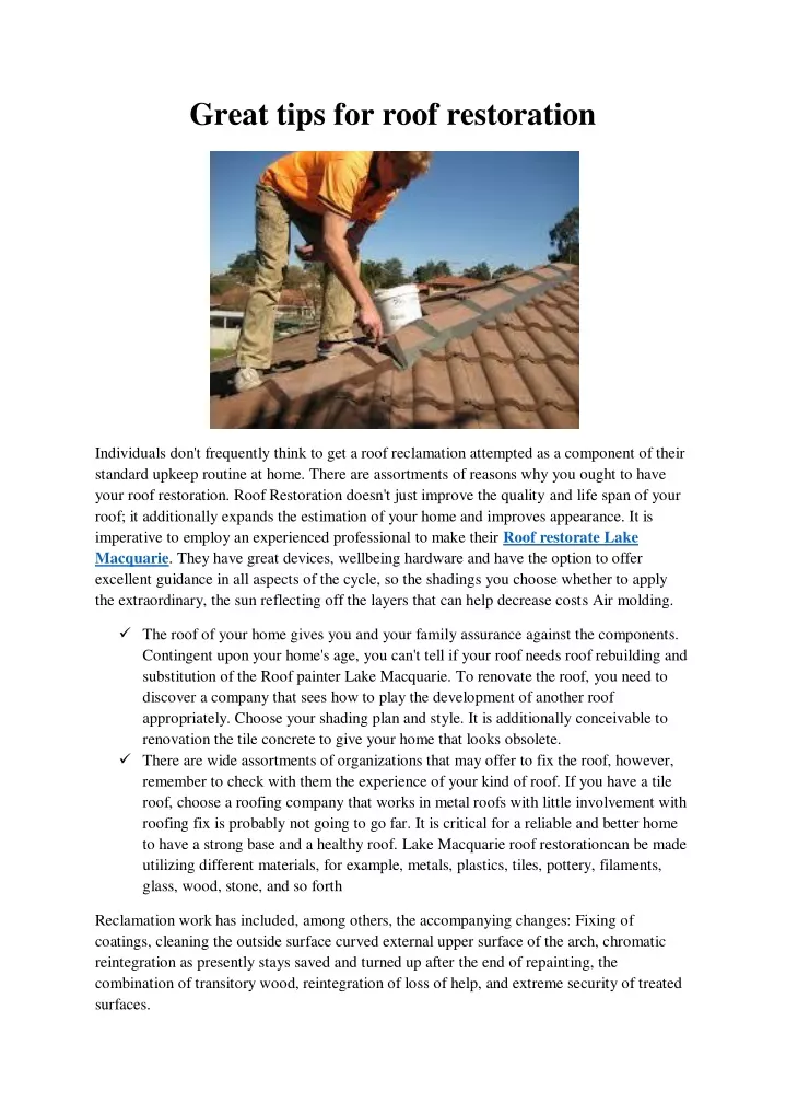 great tips for roof restoration