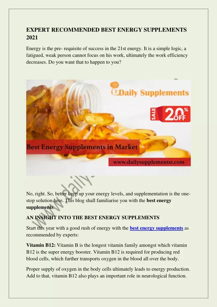 expert recommended best energy supplements 2021