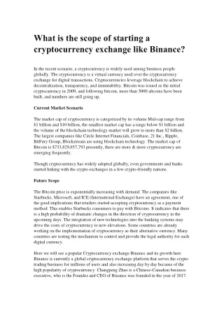 what is the scope of starting a cryptocurrency