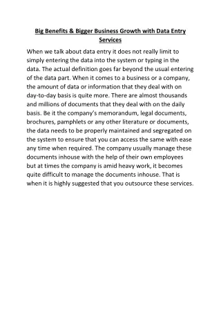 big benefits bigger business growth with data