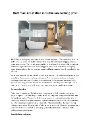 bathroom renovation ideas that are looking great