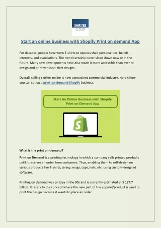 Start an online business with Shopify Print on demand App