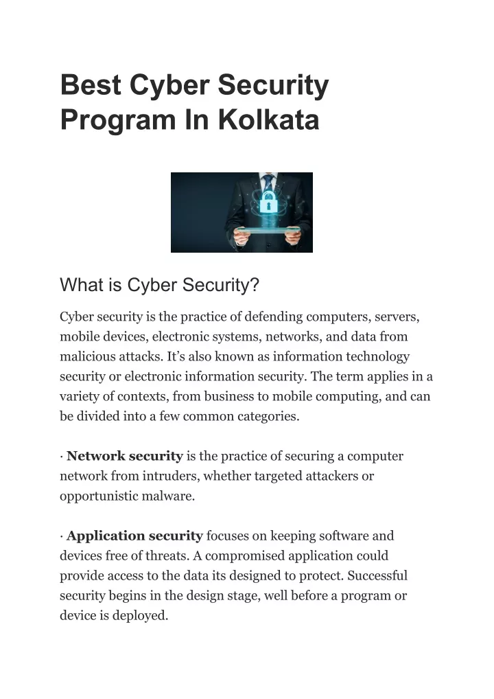 best cyber security program in kolkata