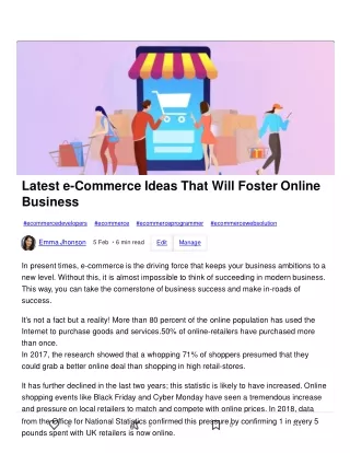 latest e commerce ideas that will foster online business