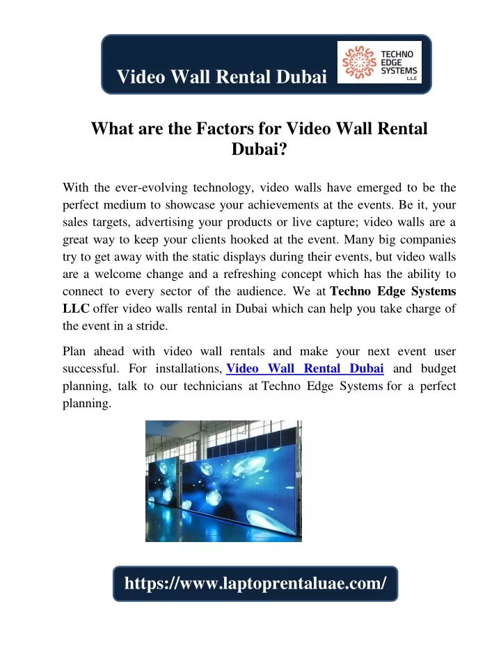 video wall rental dubai