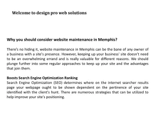Why you should consider website maintenance in Memphis