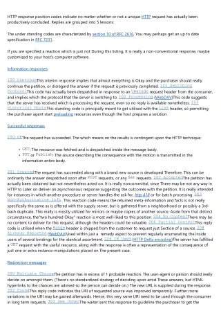 HTTP response status codes indicate whether or not a particular HTTP petition was successfully finished